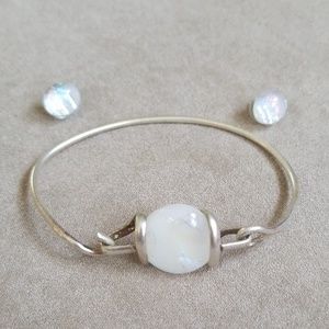 Handmade Dichroic Glass Bracelet & Earrings